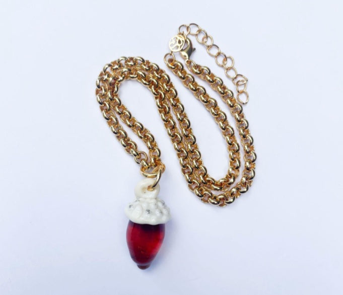 Glass Acorn & Belcher Chain Necklace - SAMPLE