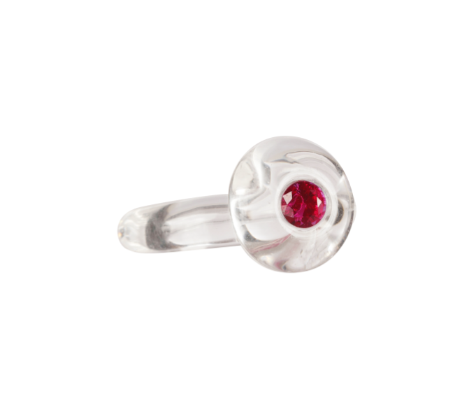 Zirconite Clear & Red Glass Ring