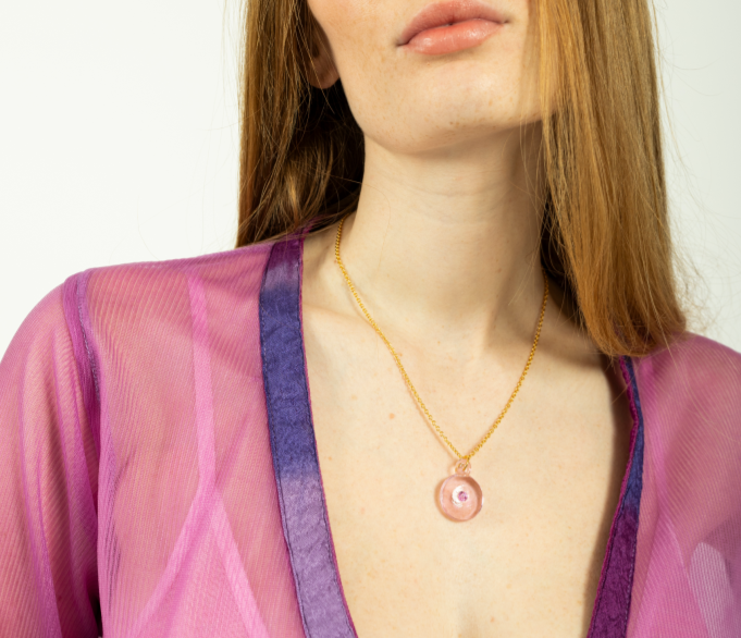 Zirconite Pink and Trace Chain Necklace