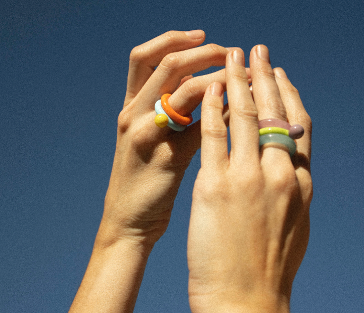 Linea Opaque Orange Glass Ring