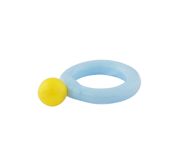 Bolita Combo Blue & Yellow Glass Ring