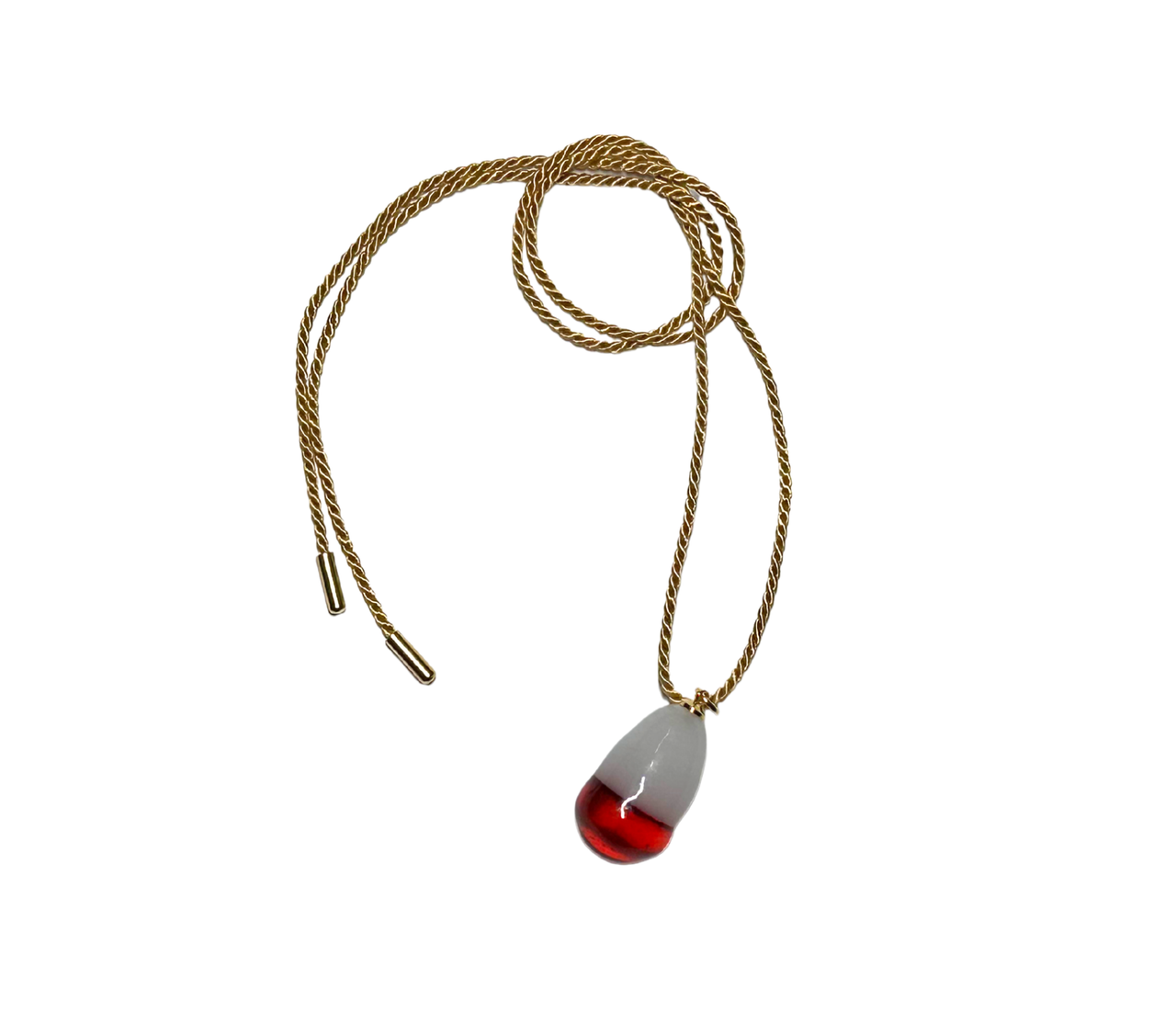 XL Glass Baroque Amber Pearl & Silk Cord Necklace - SAMPLE