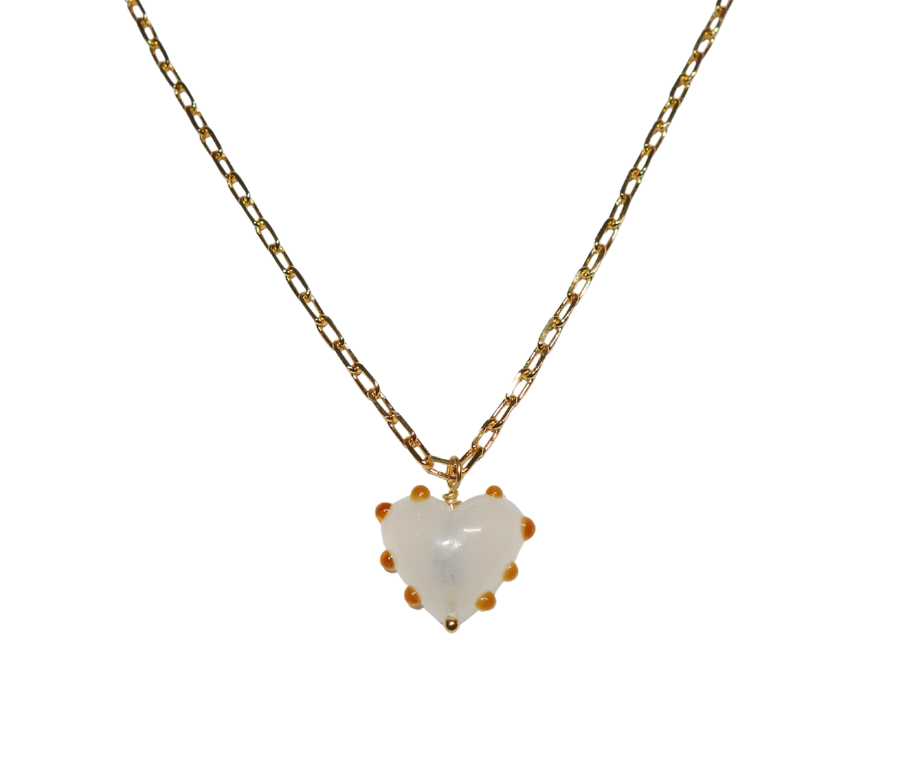 Amber Pearl Milagros Link Chain Necklace