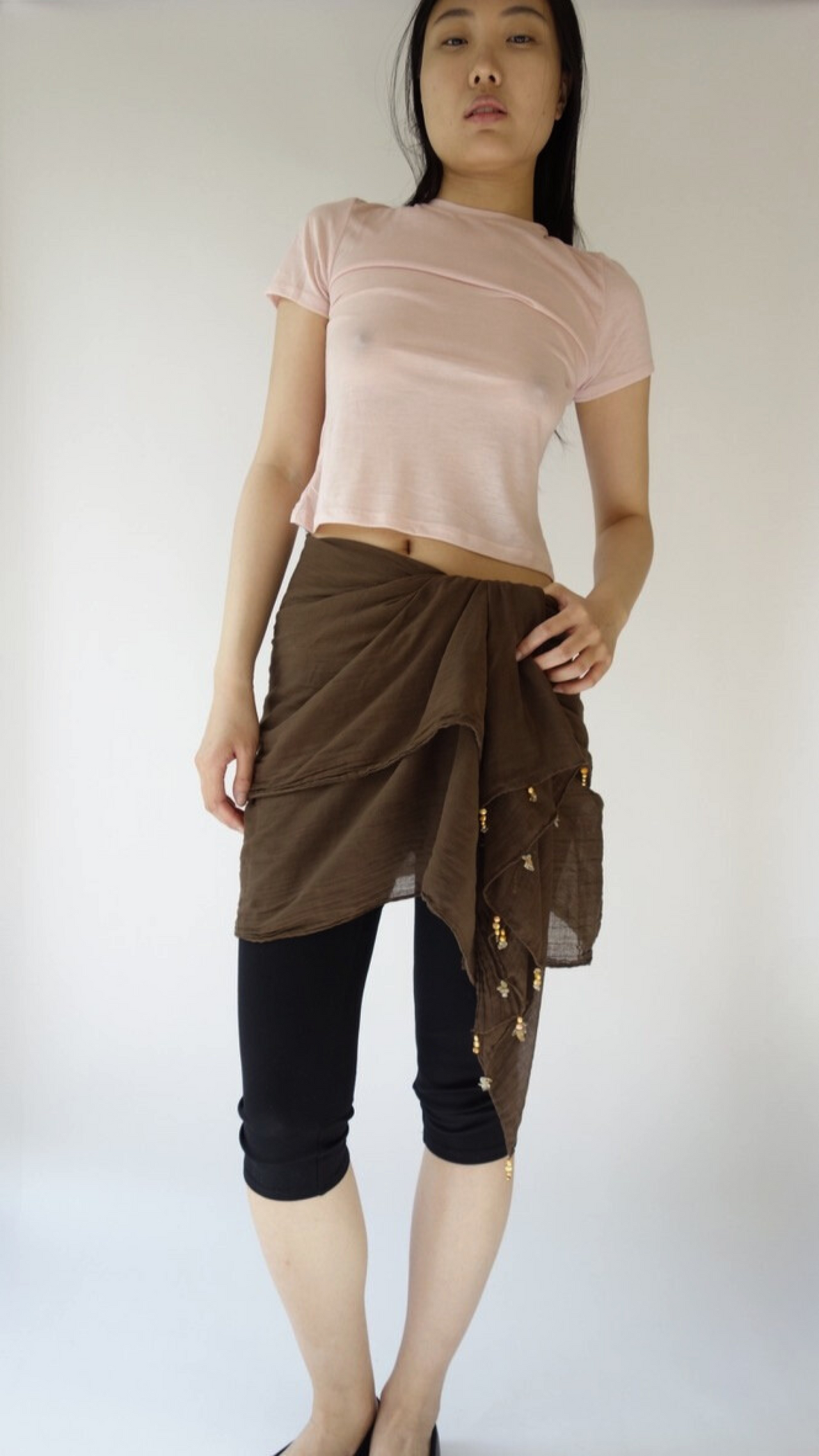Chocolate Sarong with Semi-Precious Stones & Pearls