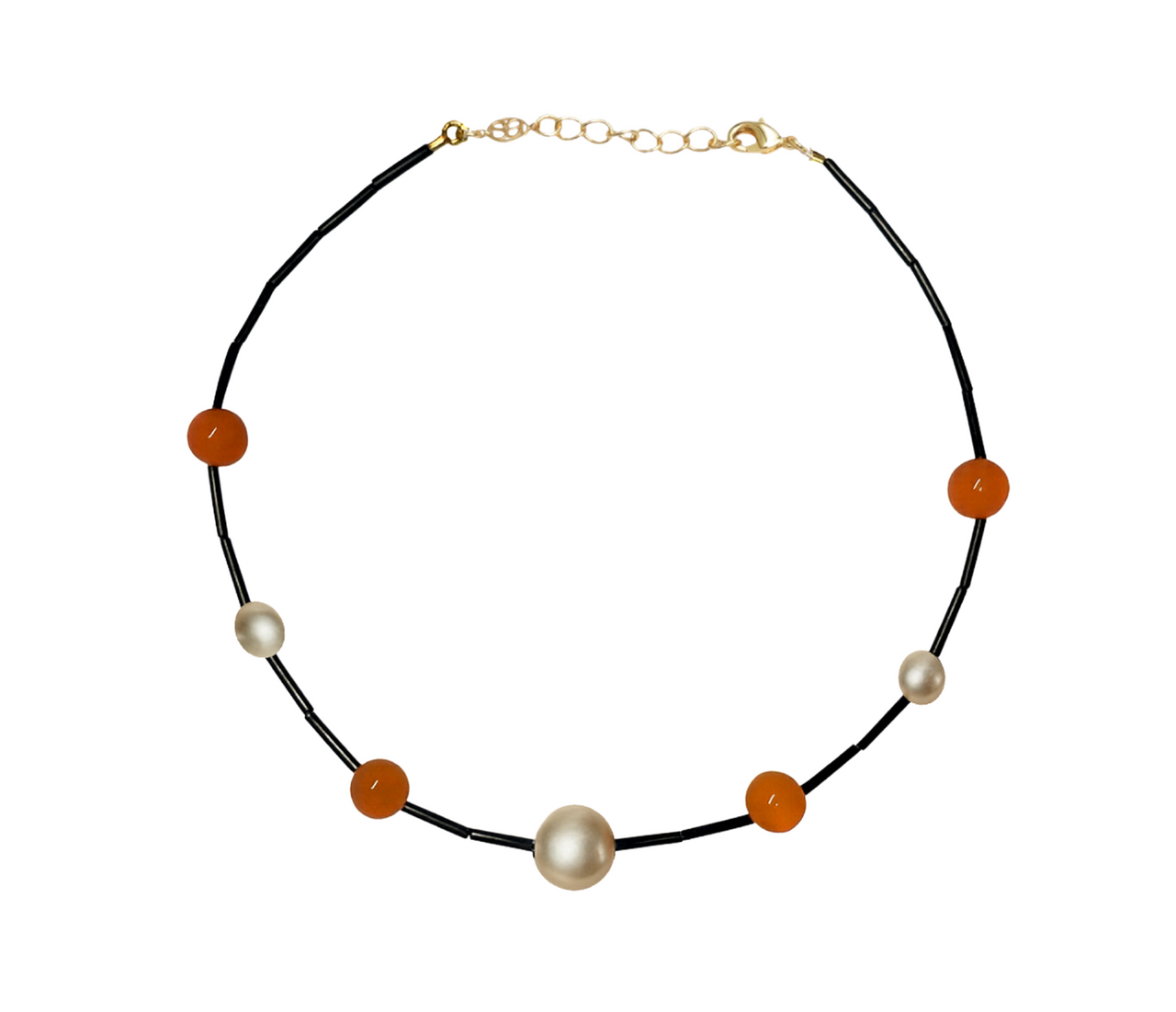 Black Orbit Necklace - Orange