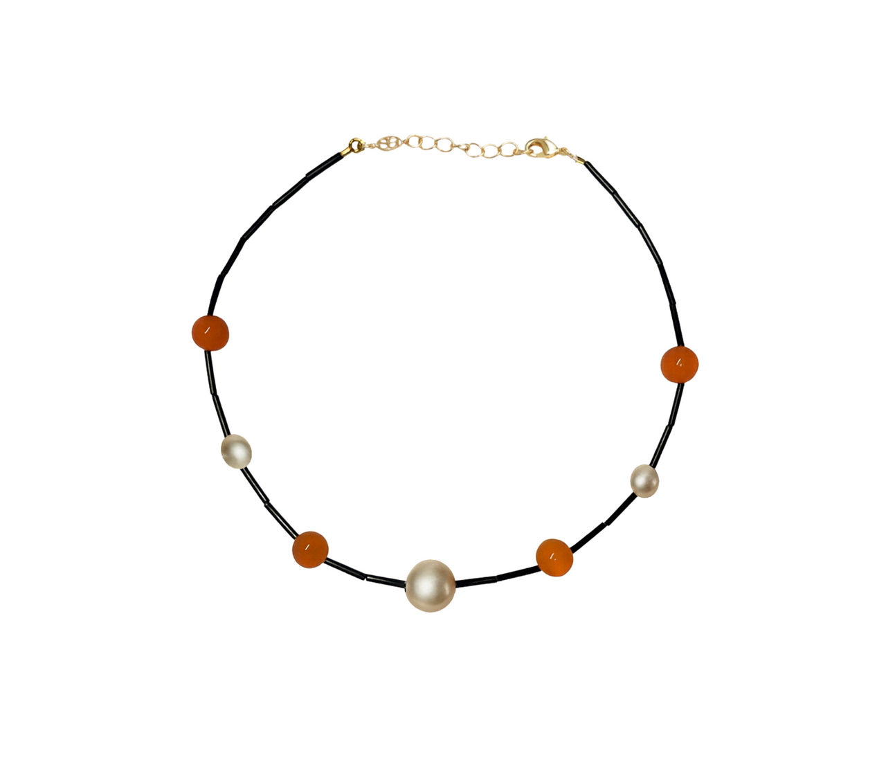 Black Orbit Necklace - Orange