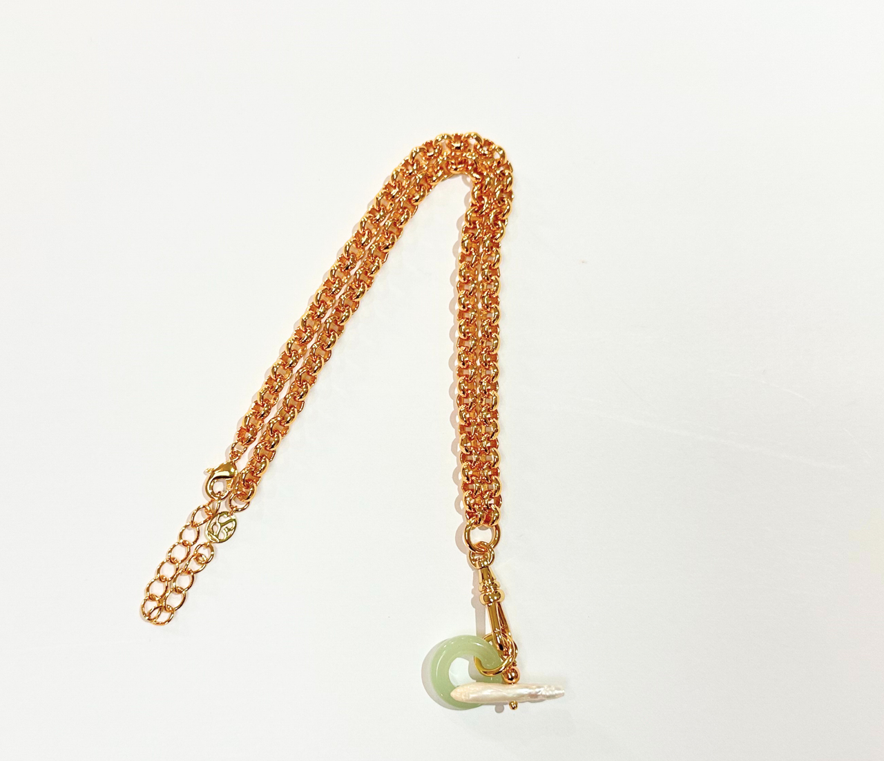 3 in 1 carabiner link Necklace - GREEN