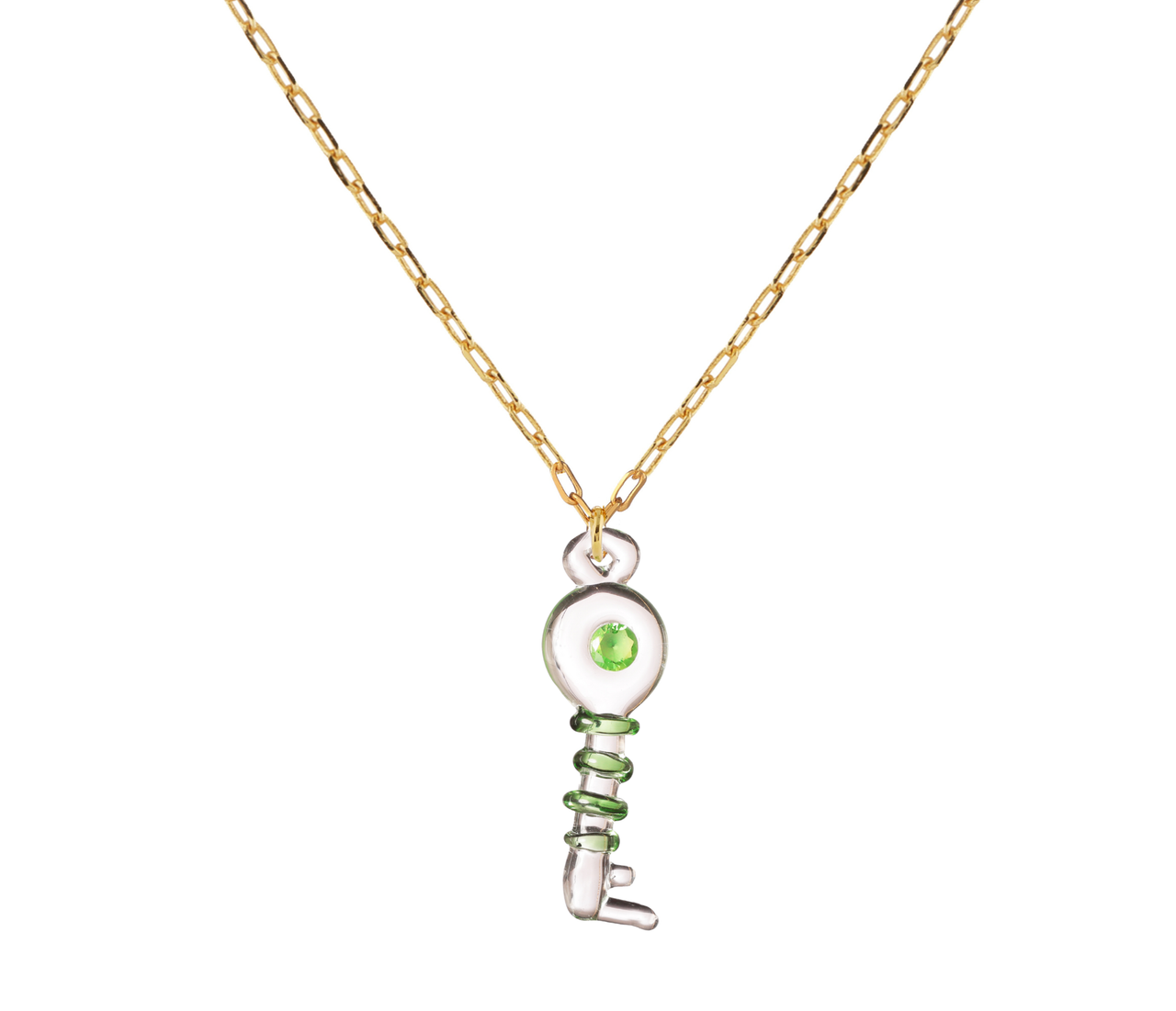 Zirconite Key Link Chain Necklace