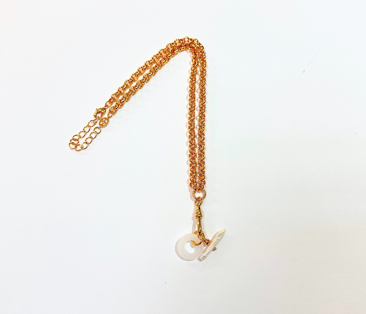 3 in 1 carabiner link Necklace - PEARL