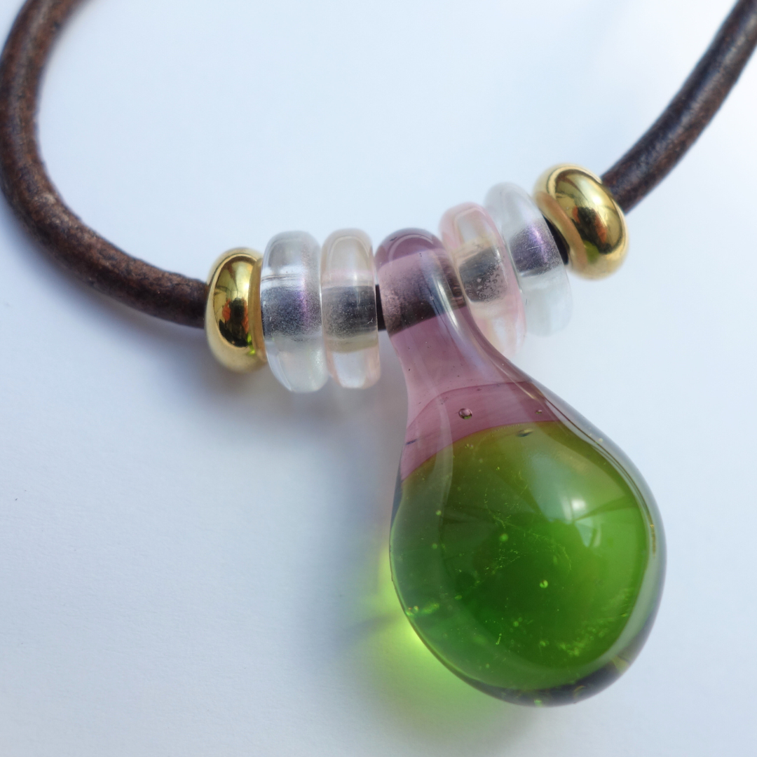 Buoy Green Leather Cord Necklace -SAMPLE