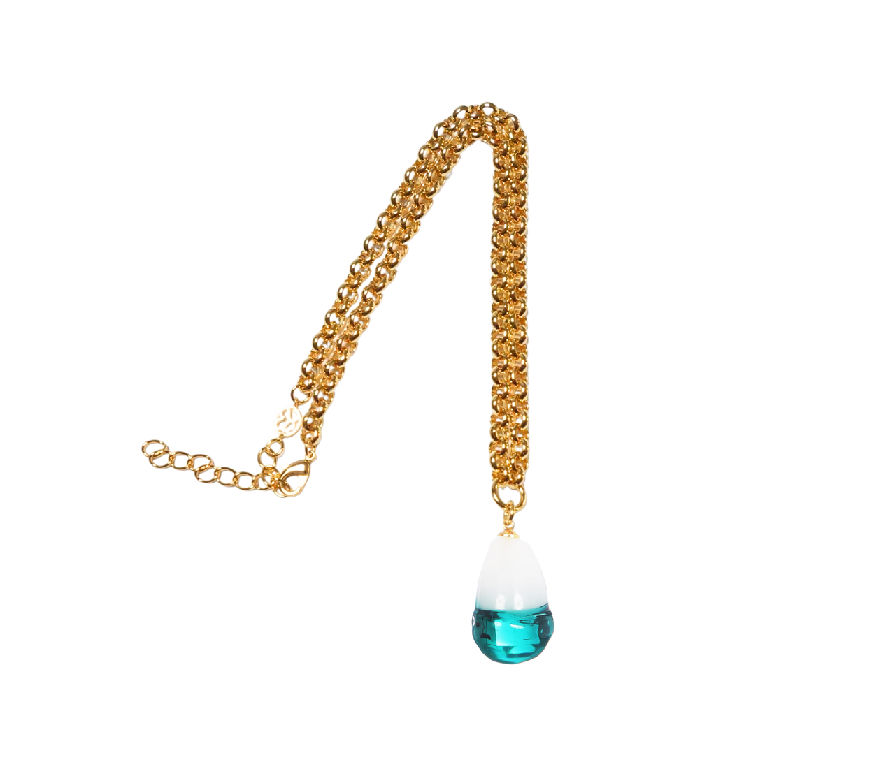 XL Glass Baroque Turquoise & Belcher Chain Necklace