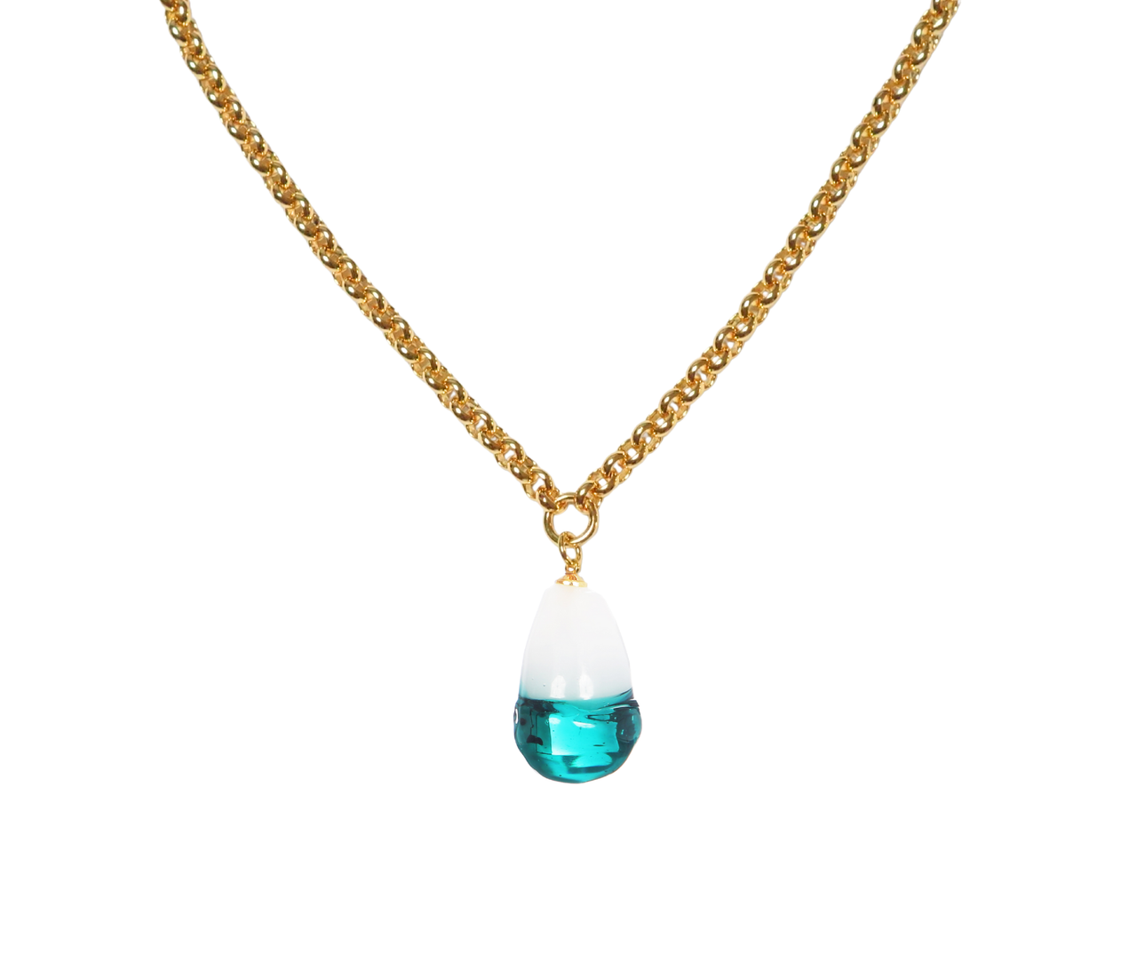 XL Glass Baroque Turquoise & Belcher Chain Necklace