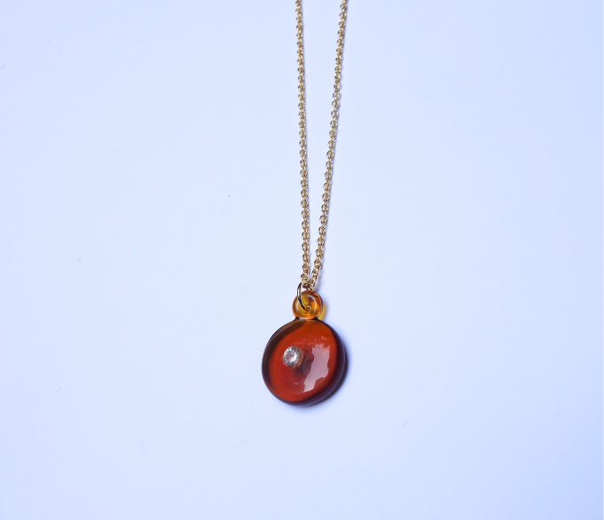 Zirconite Amber and Trace Chain Necklace- SAMPLE