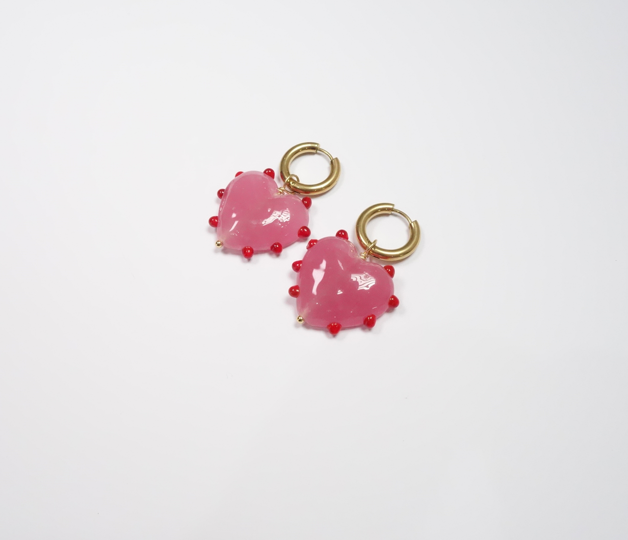 Pair of Pink XL Milagros Heart Earrings - SAMPLE