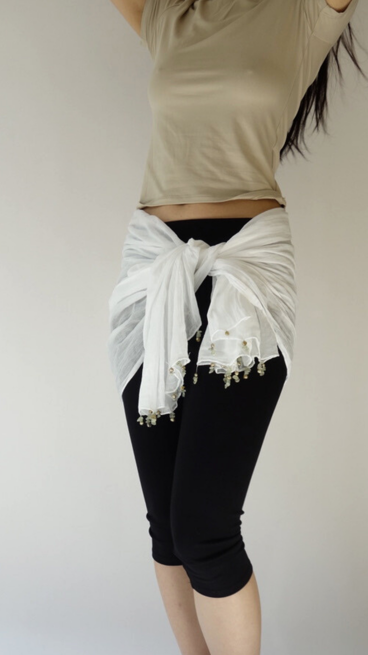 White Sarong with Semi-Precious Stones & Pearls