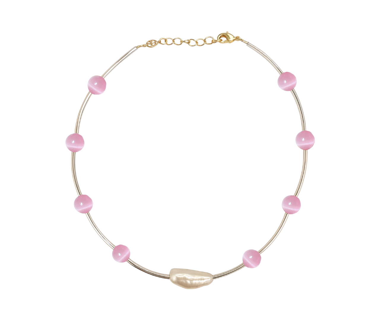Silver Orbit Necklace - Pink