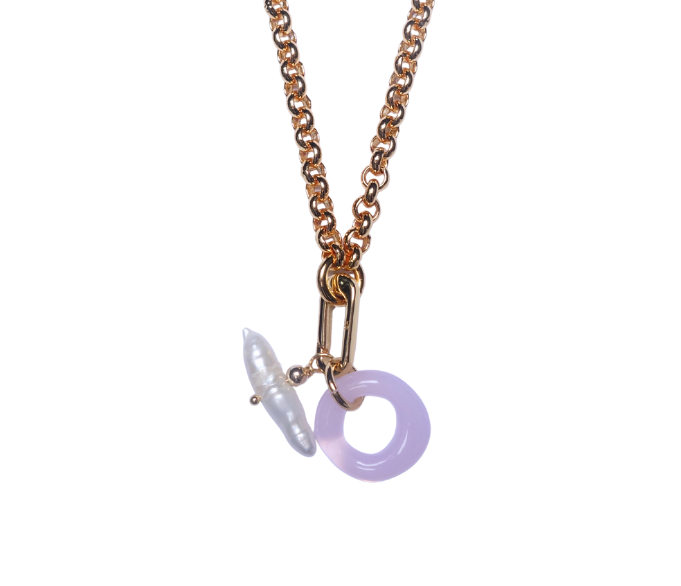 Pink 3 in 1 Toggle link with Belcher chain Sample