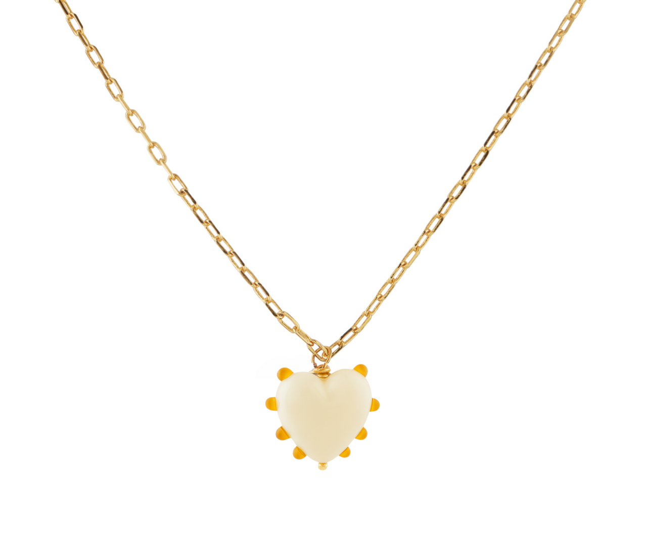 Glass Milagros Heart & Link Chain Necklace