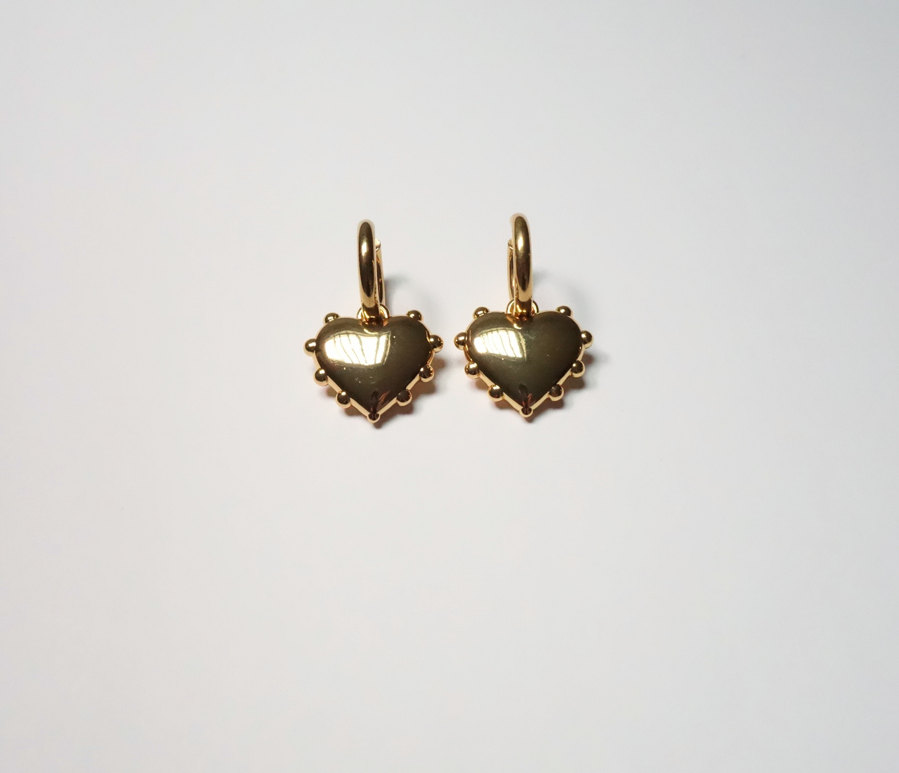 Gold Milagros Heart Earring Pair - SAMPLE