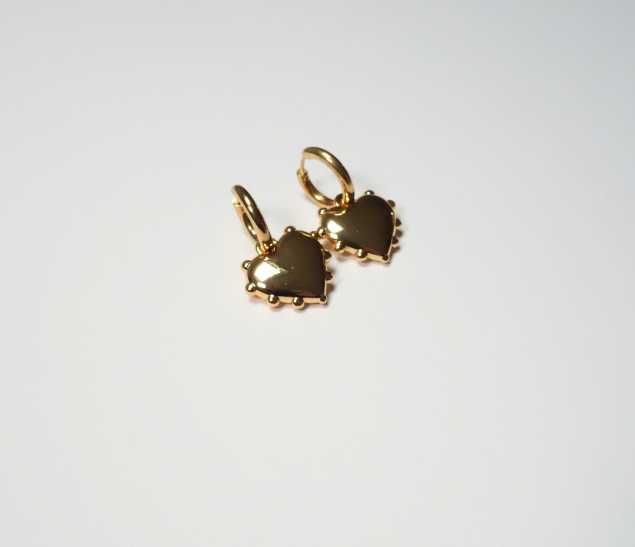 Gold Milagros Heart Earring Pair - SAMPLE