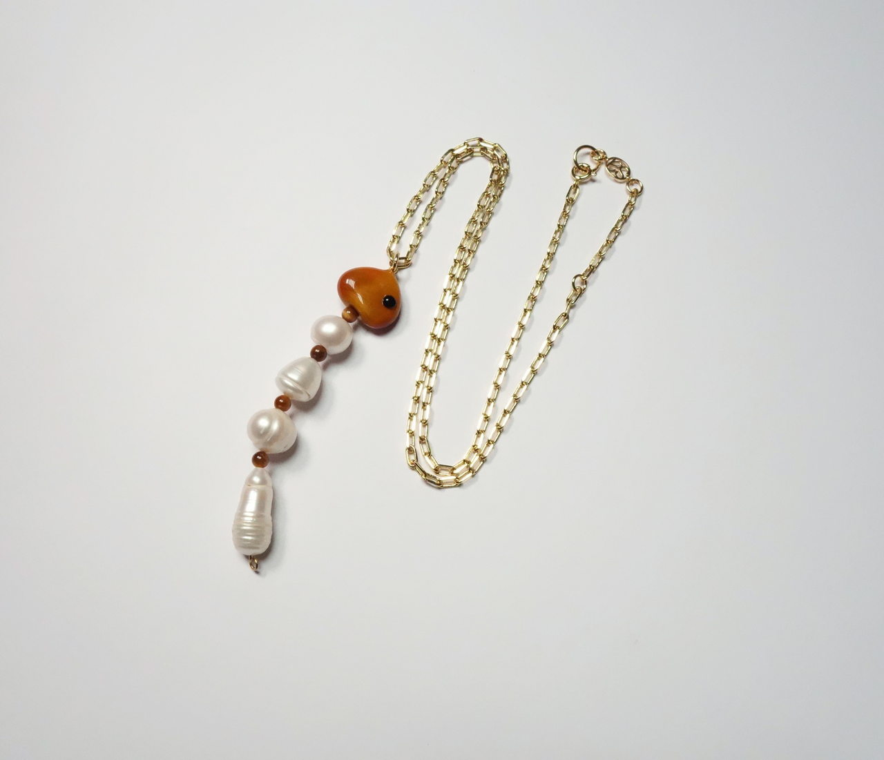 Pearl Carpa Fish Necklace - 1 IN STOCK
