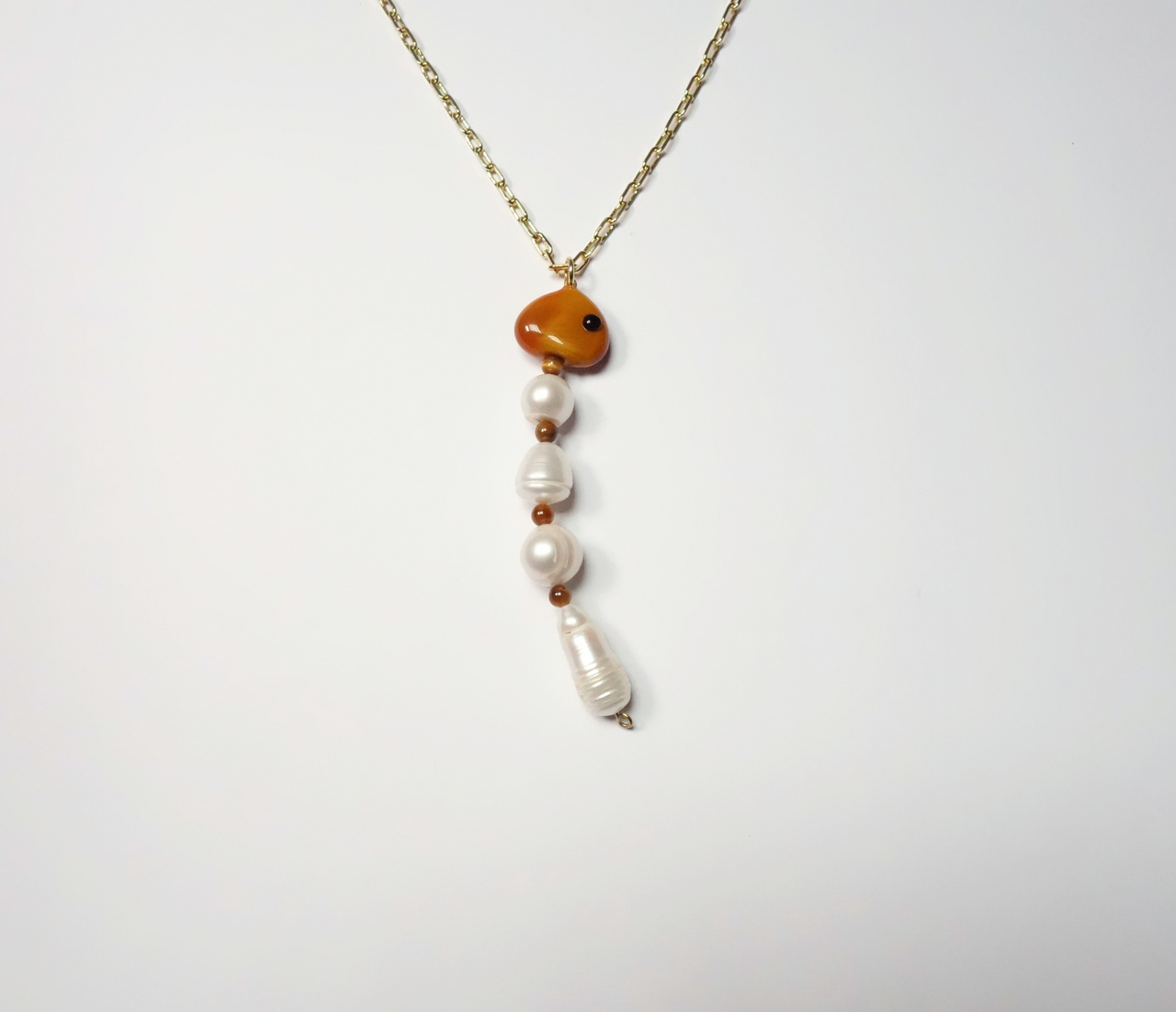 Pearl Carpa Fish Necklace - 1 IN STOCK