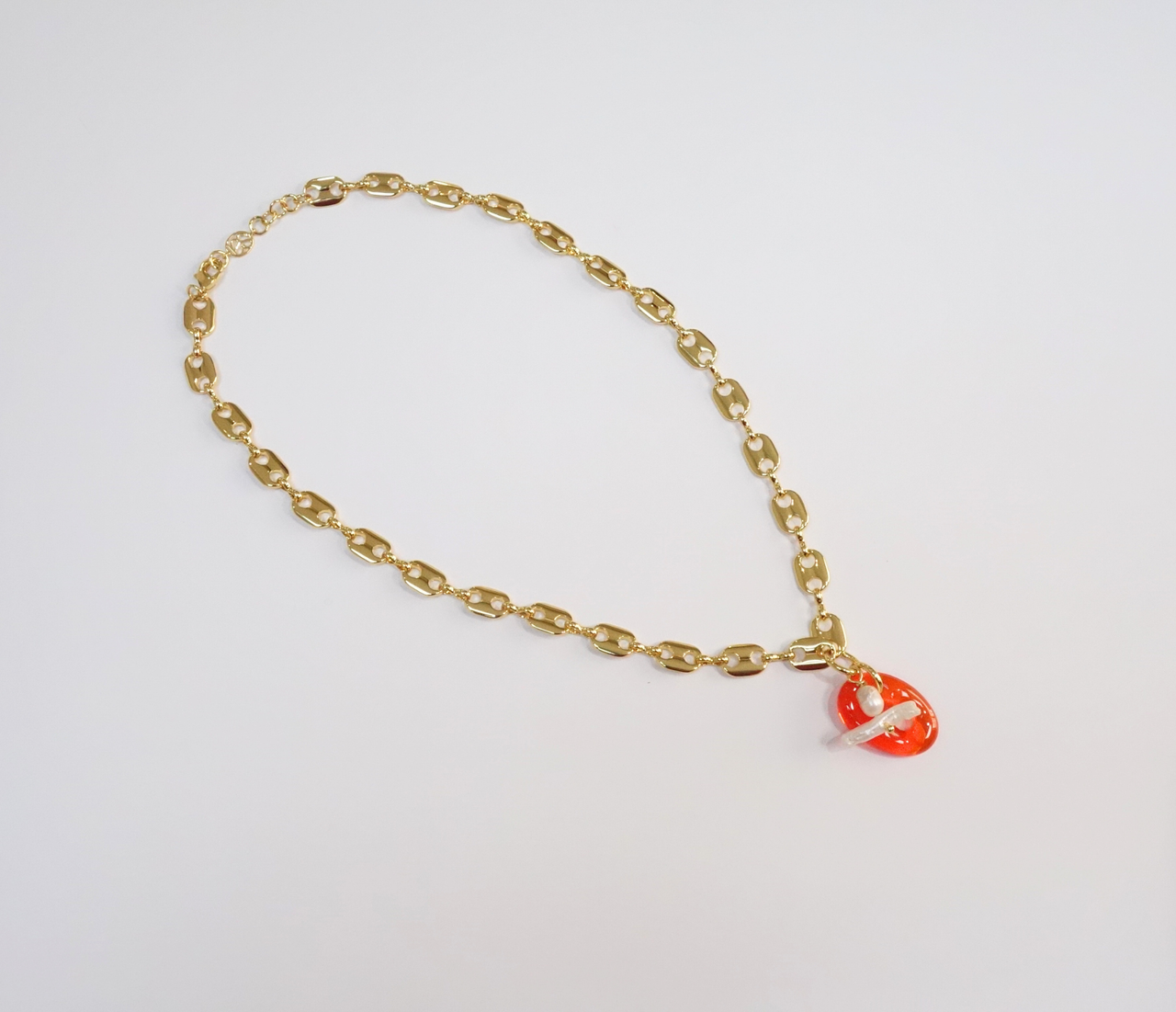 Mariner & Pearl T-Bar Necklace - Orange