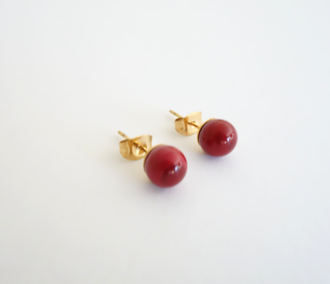 Bolita Red Stud Earring Pair