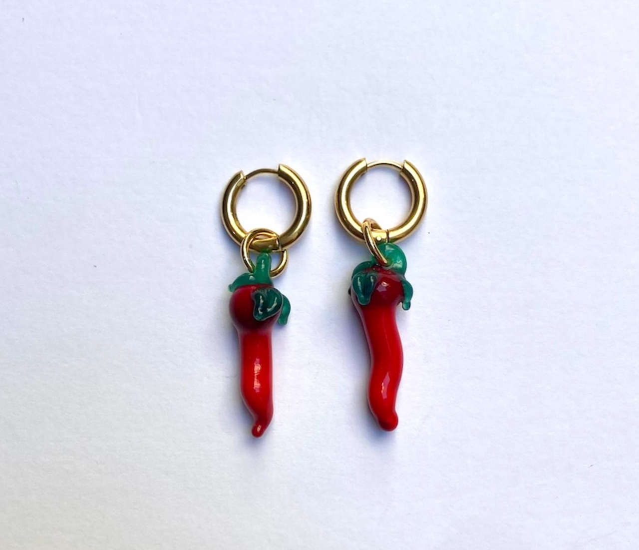 Jalapeño Pepper Red Glass Earring Pair - SAMPLE