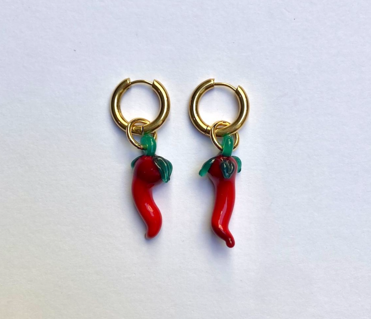 Jalapeño Pepper Red Glass Earring Pair - SAMPLE