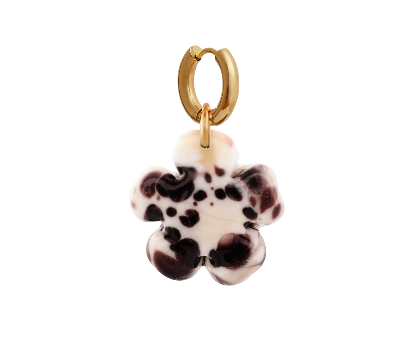 Clover Black & White Glass Earring