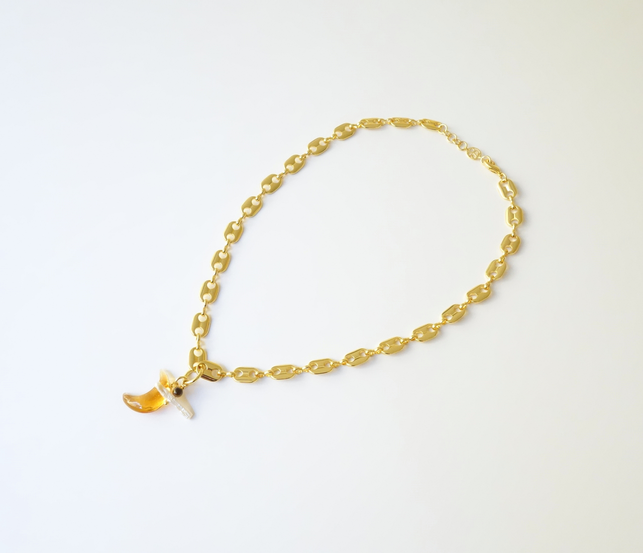 Moon and Pearl T-Bar Necklace - 1 IN STOCK