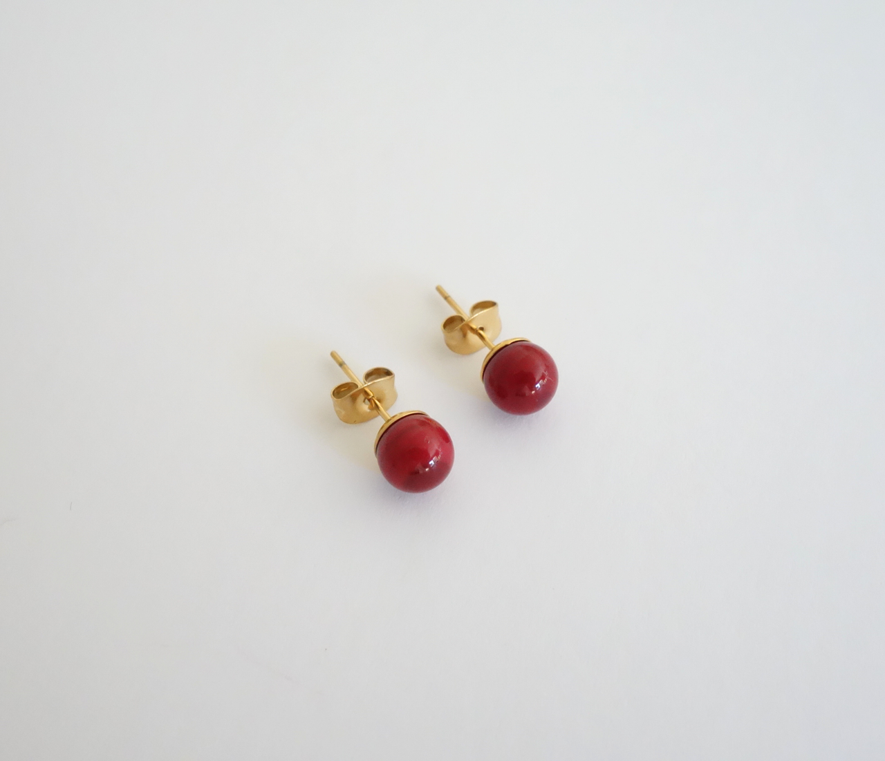 Bolita Red Stud Earring Pair