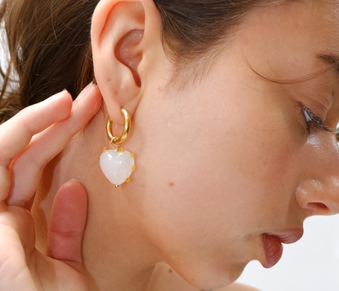 Milagros Heart Amber Pearl Earring