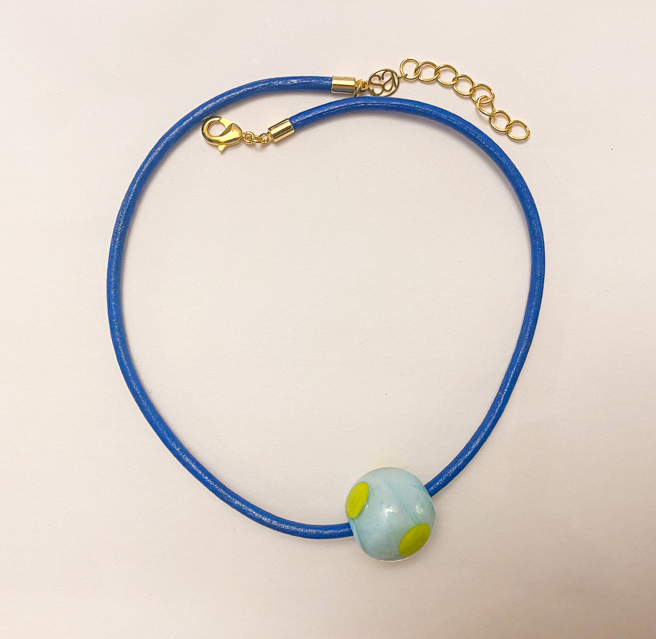 Komboloi Leather Cord Choker Necklace Blue - SAMPLE