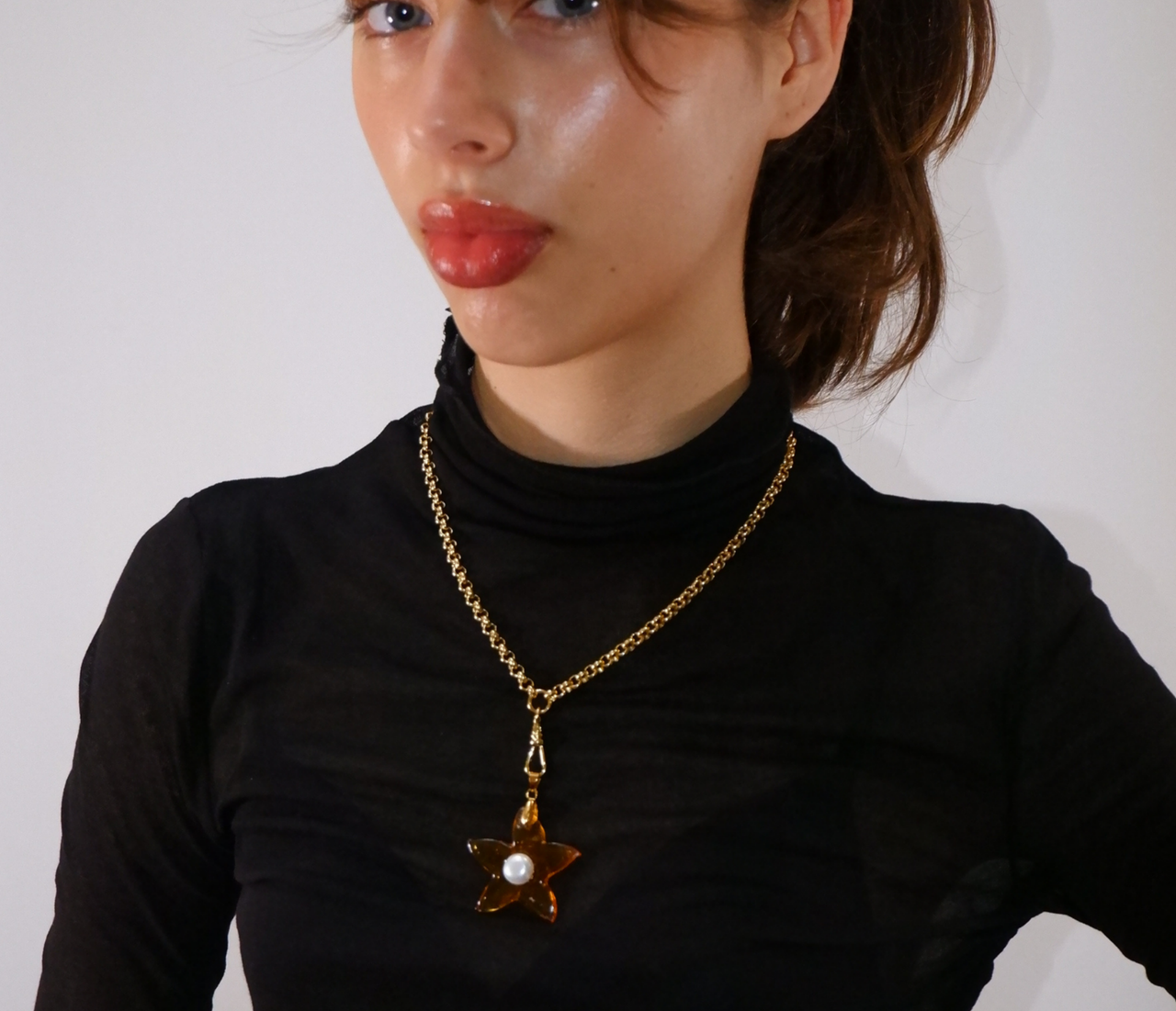 XL Star Belcher Chain Necklace - Amber