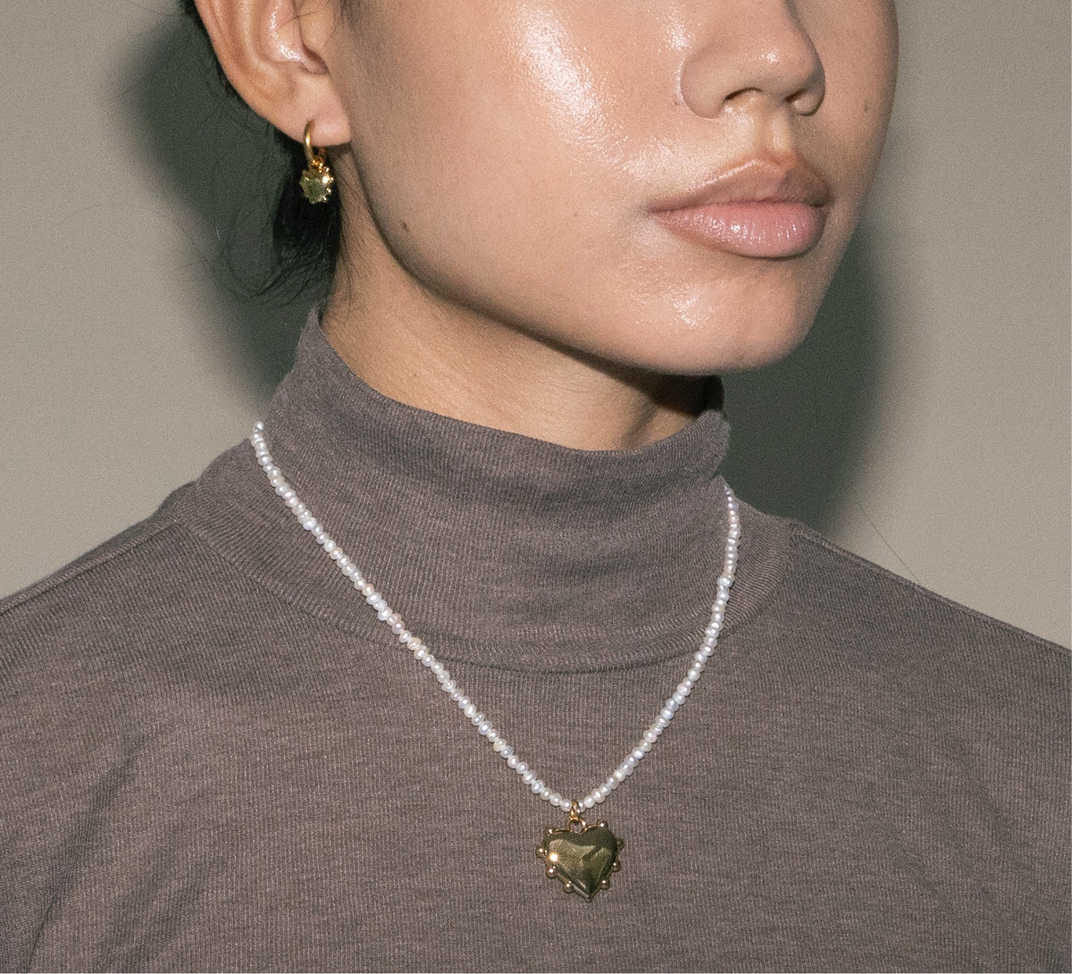 Milagros Heart Pearl Chain Necklace