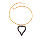 XL Heart of Glass Black & Gold Leather Cord Necklace