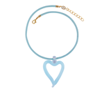 XL Heart of Glass Blue Leather Cord Necklace
