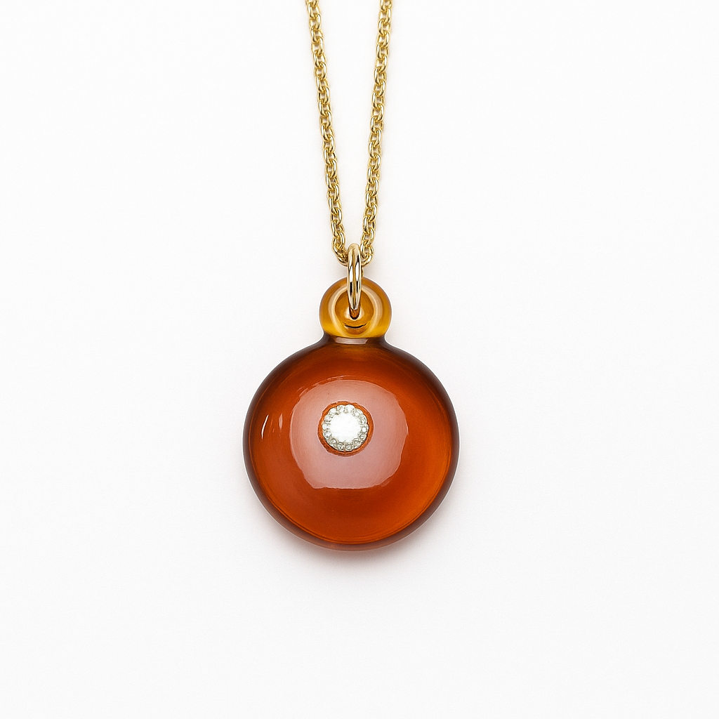 Zirconite Amber and Trace Chain Necklace- SAMPLE