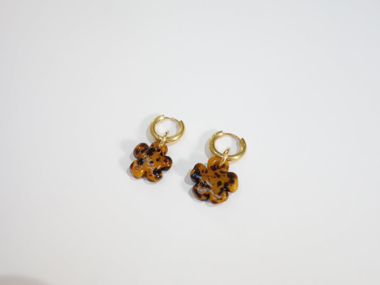 Clover Mustard Glass Earrings Sample