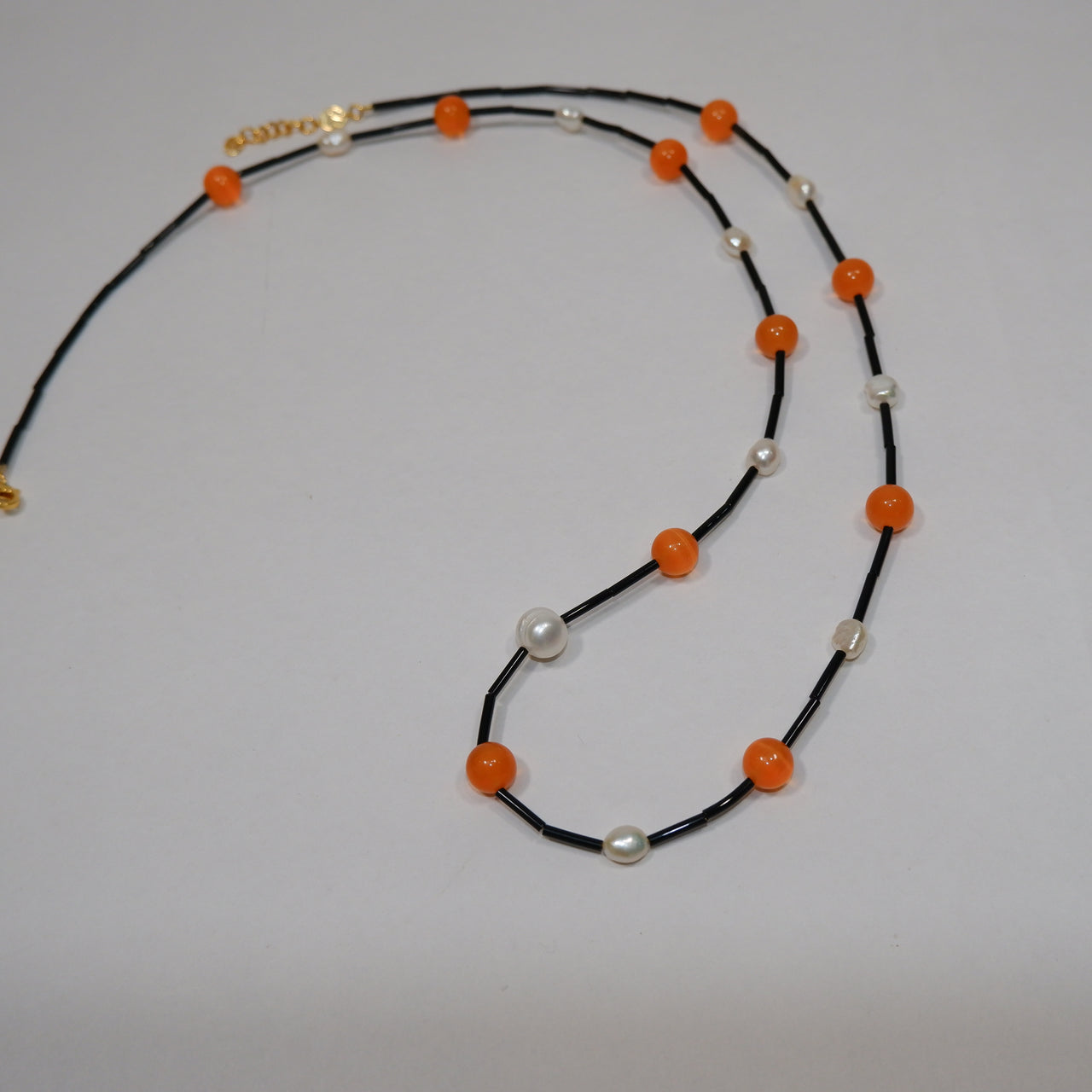 XL Black Orbit Necklace - Orange