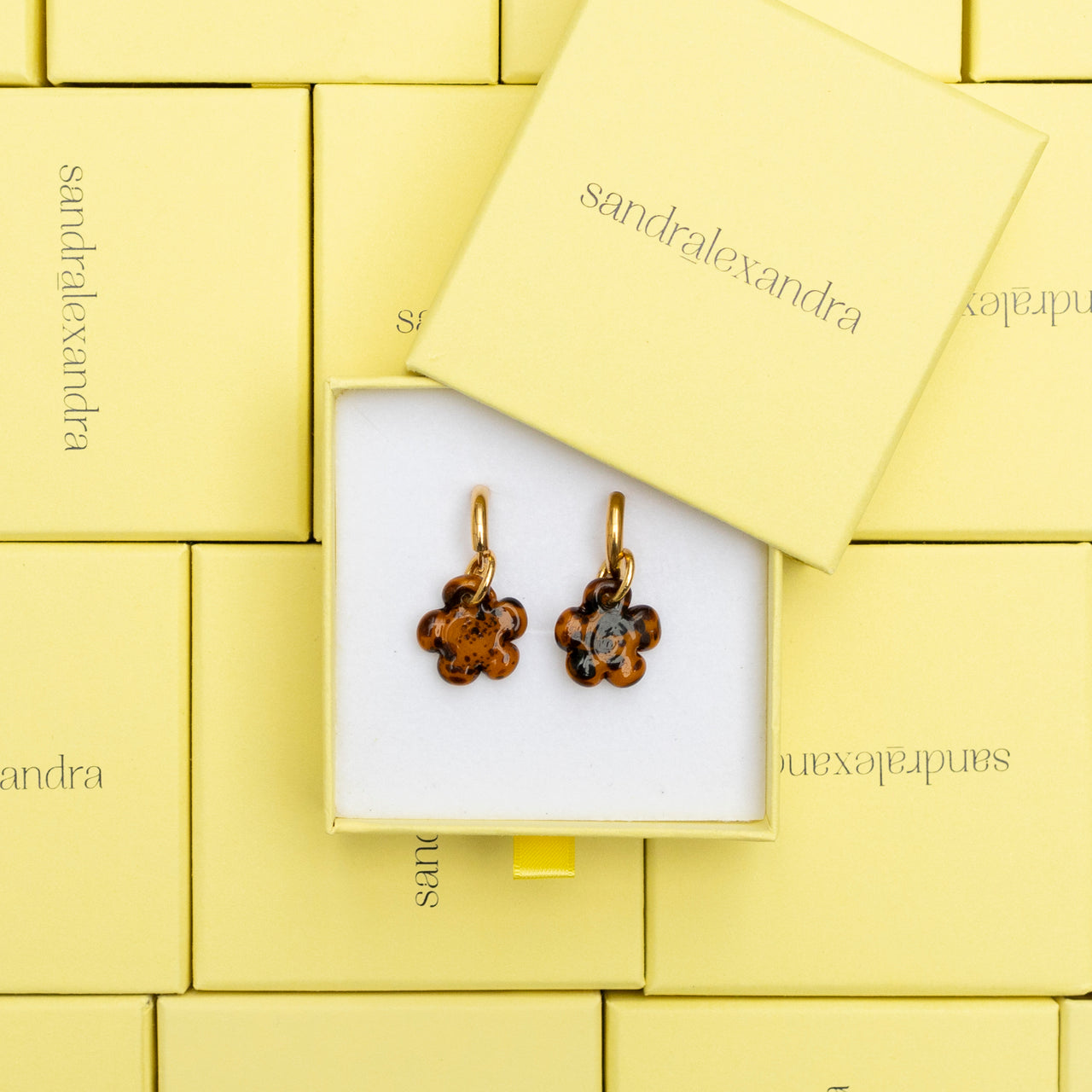 Clover Mustard Glass Earrings Sample