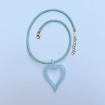 XL Heart of Glass Blue Leather Cord Necklace - SAMPLE