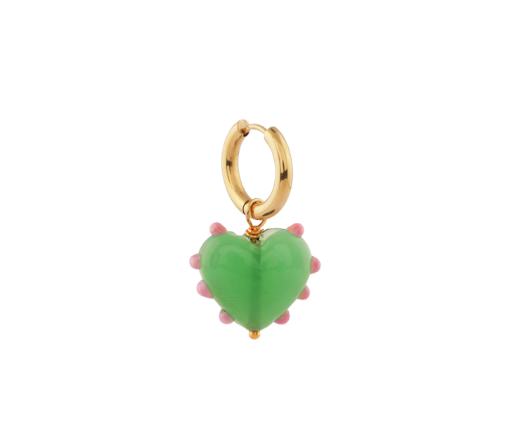 Milagros Heart Jade Green Earring