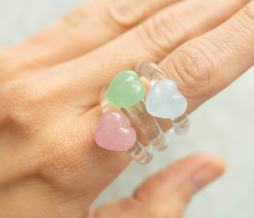 Love See Through Jade Glass Ring