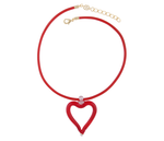 XL Heart of Glass Red & Black Leather Cord Necklace – sandralexandra