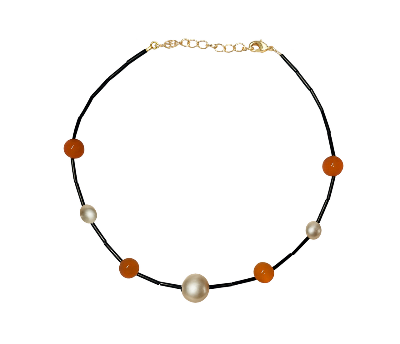 Black Orbit Necklace - Orange