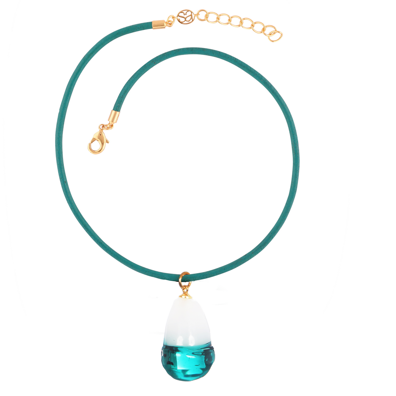 XL Glass Baroque Turquoise Pearl & Leather Cord Necklace
