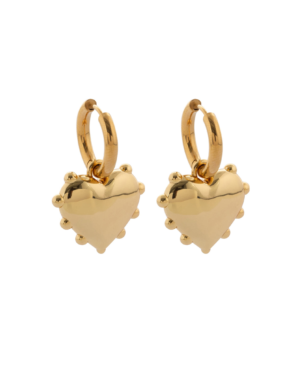 Gold Milagros Heart Earrings